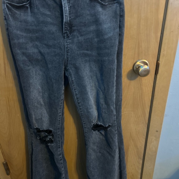 risen jeans Denim - Black Boot Cut Jeans with Distressing and High Waist
